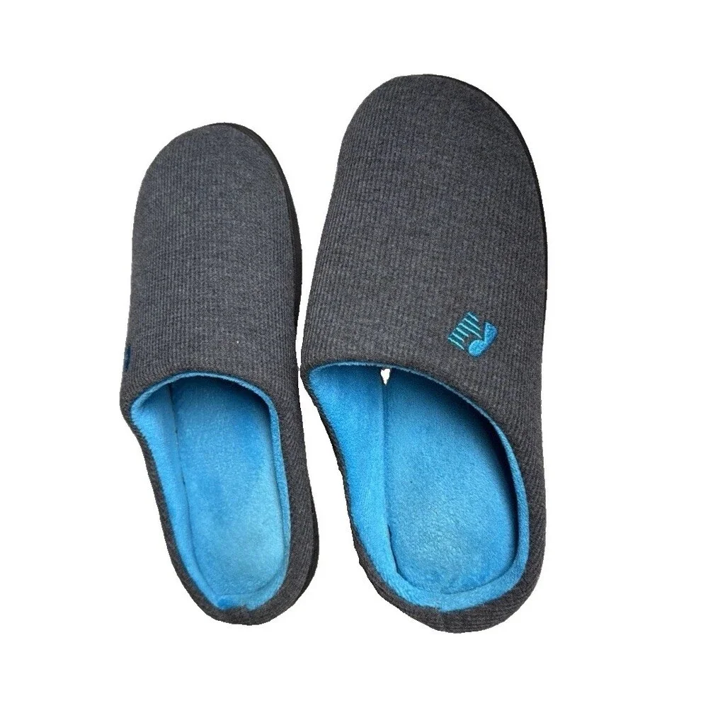 RockDove Two-Tone Memory Foam Slipper for Men, Size US 11-12 - Dark Gray/Blue